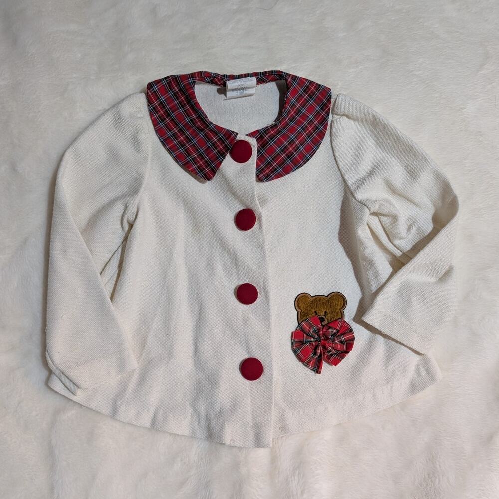 Vintage Peaches 'n Cream | Christmas Bear Plaid Jacket Coat | Girls 4T